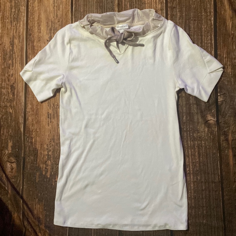 Rivamonti Cream Tie Front Sailor Collar T-Shirt